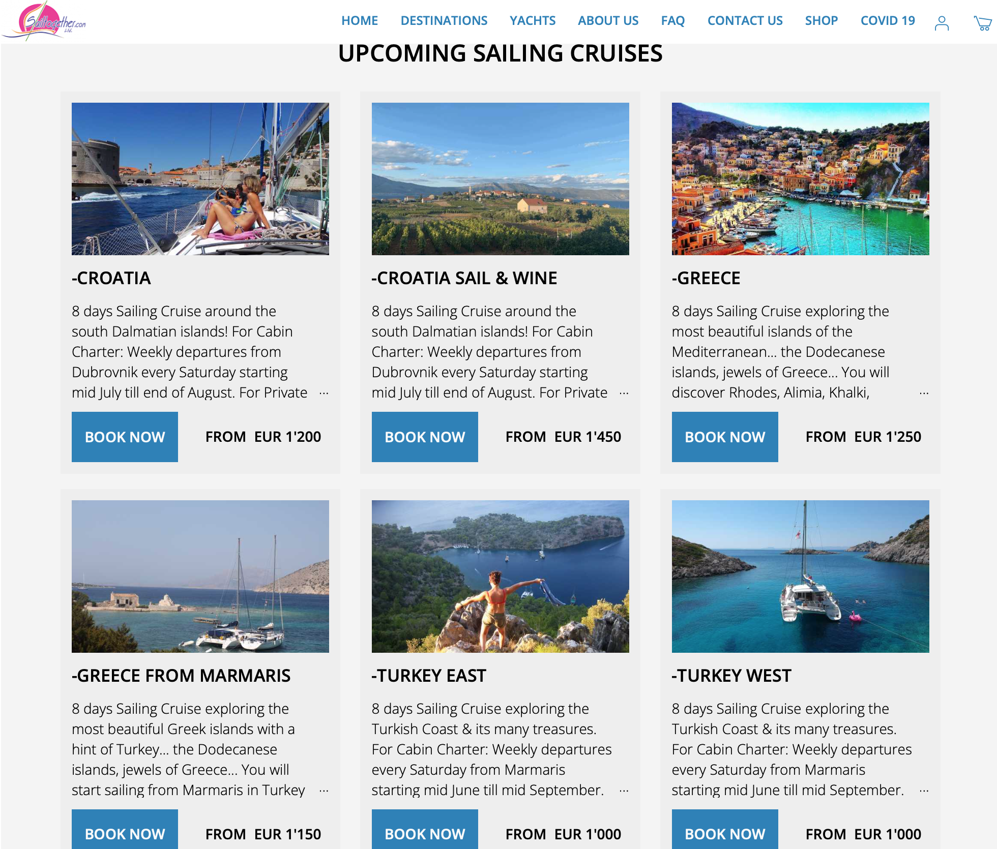 Sailing Destinations for summer 2022