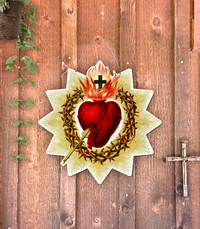 Antique Sacred Heart Door Hanger