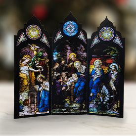 Nativity Stained Glass Triptych Card
