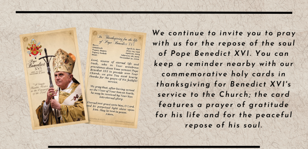 Thanksgiving for the Life of Pope Benedict XVI Laminated Holy Card  Thanksgiving for the Life of Pope Benedict XVI Laminated Holy Card Brand: Pope Benedict XVI Thanksgiving for the Life of Pope Benedict XVI Laminated Holy Card