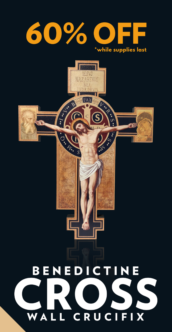 Benedictine cross wall crucifix