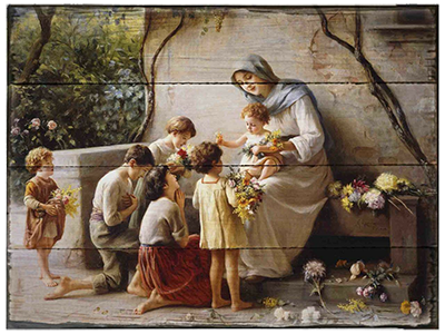 Adoration by Giuseppe Rustic Wood Plaque