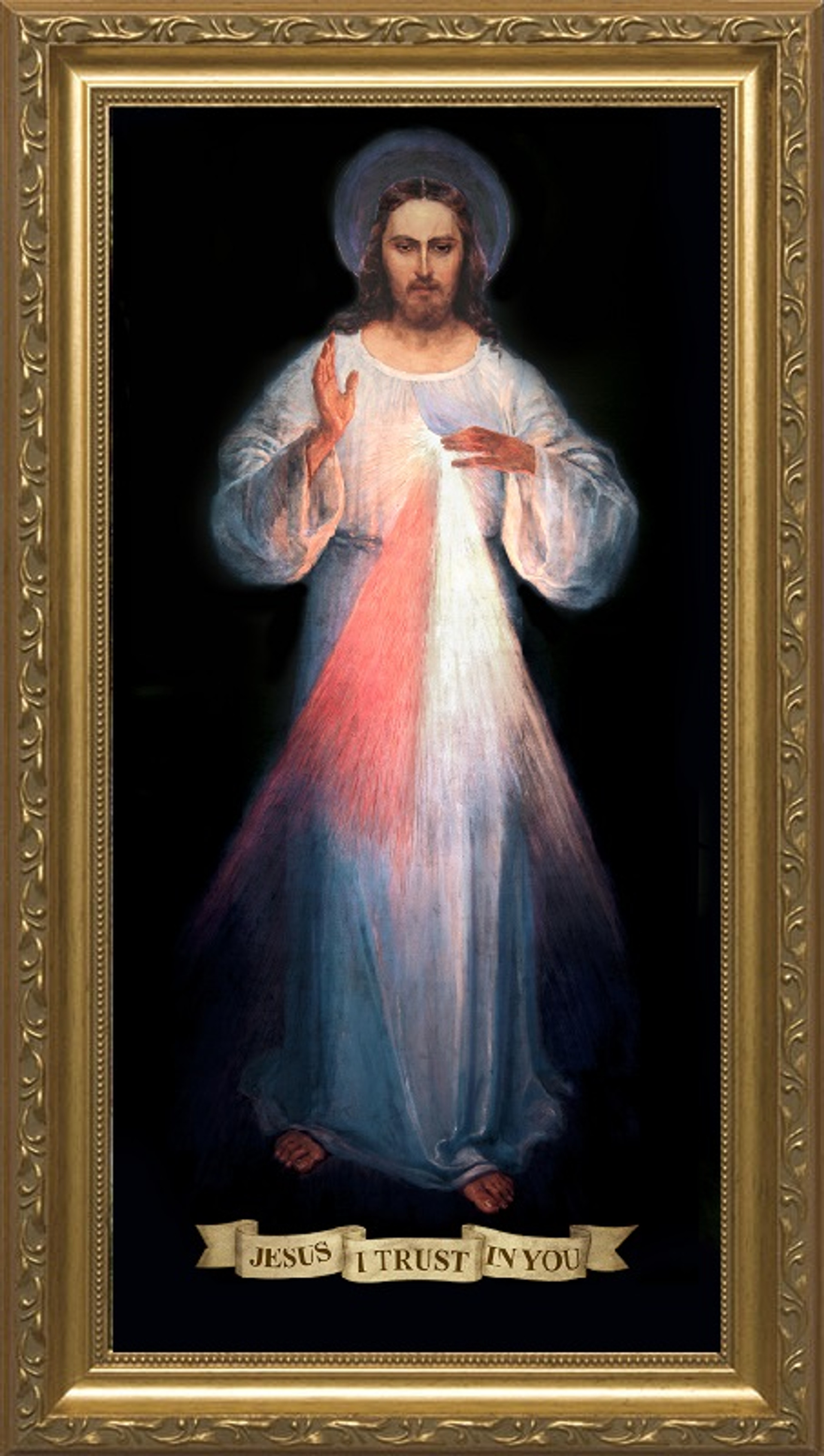 Divine Mercy Vilnius Original - Ornate Dark Framed Art