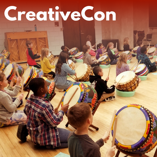 Students learning drumming.