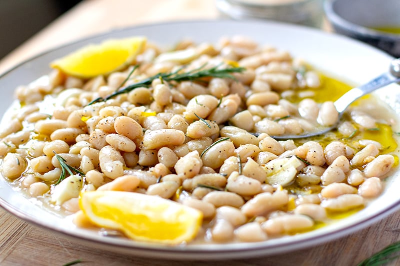 INSTANT POT WHITE BEANS WITH ROSEMARY & GARLIC