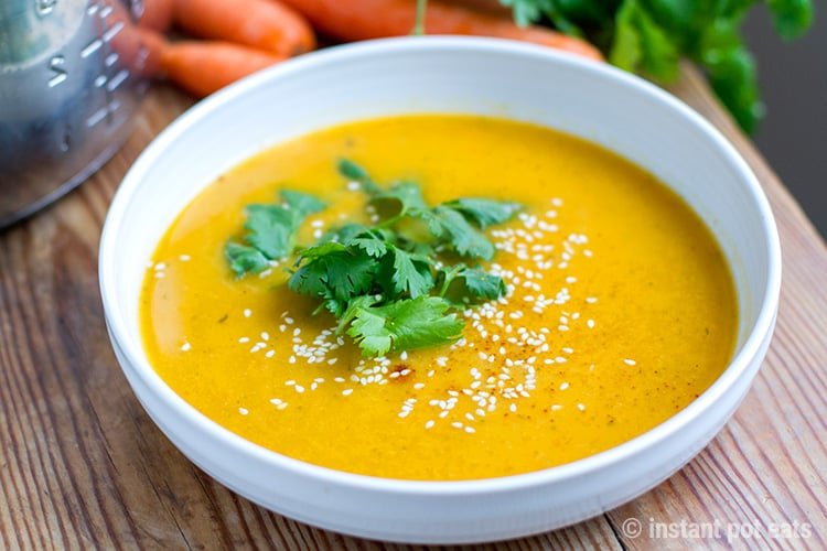 INSTANT POT CARROT SOUP WITH LEMONGRASS & CILANTRO