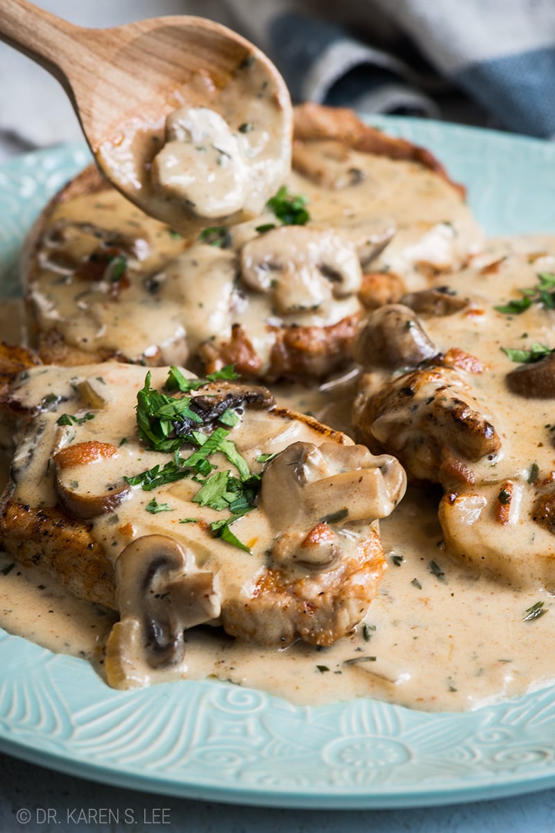 Pork Chops With Creamy Mushroom Sauce For Dinner