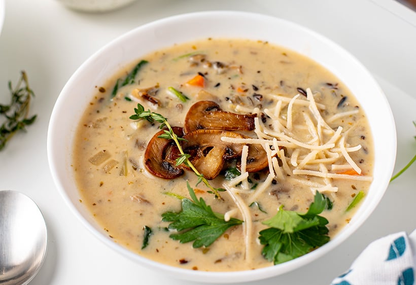 Creamy Mushroom & Wild Rice Soup In The Instant Pot