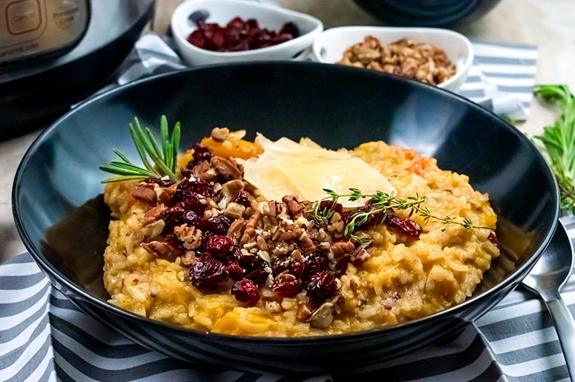 BUTTERNUT SQUASH RISOTTO IN INSTANT POT WITH CRANBERRIES & PECANS