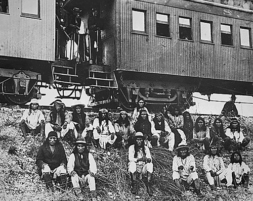 Geronimo and other Apache Prisoners on their way to Florida in 1886.