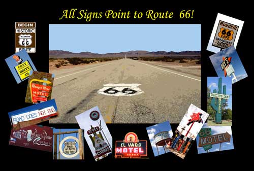 All signs point to Route 66 - Postcard