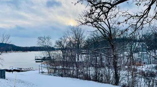 A white Christmas on the Lake of the Ozarks near Warsaw, MO.