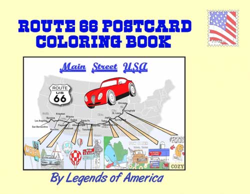 Legends of America's Route 66 Postcard Coloring Book