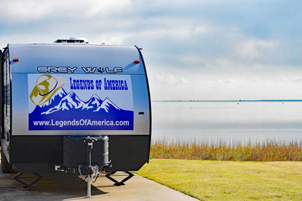 Our travel trailer on the Gulf Coast in Texas, Feb 2022.