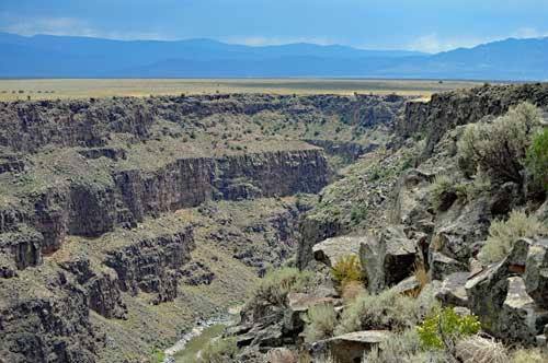 View of the Rio Grand from the rest area next to the Rio Grande Gorge Bridge near Taos, NM.