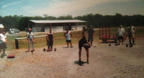 Pavel teaching at a a kettlebell instructor certification, circa 2002