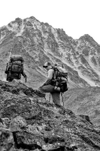 Men hiking a mountain