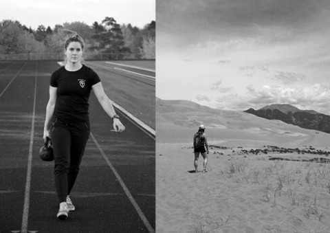 Abbey Gottinger during her kettlebell carry training and backpacking