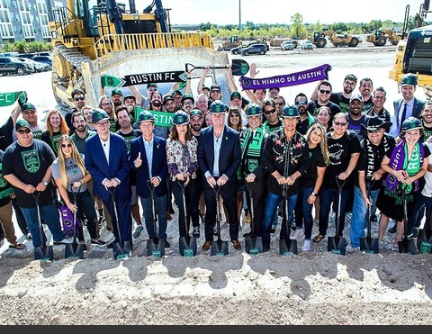 Group photograph of workers and employees of Austin FC