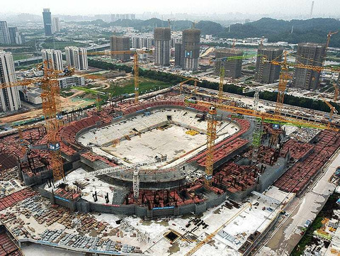 Guangzhou stadium construction update Sept 2021