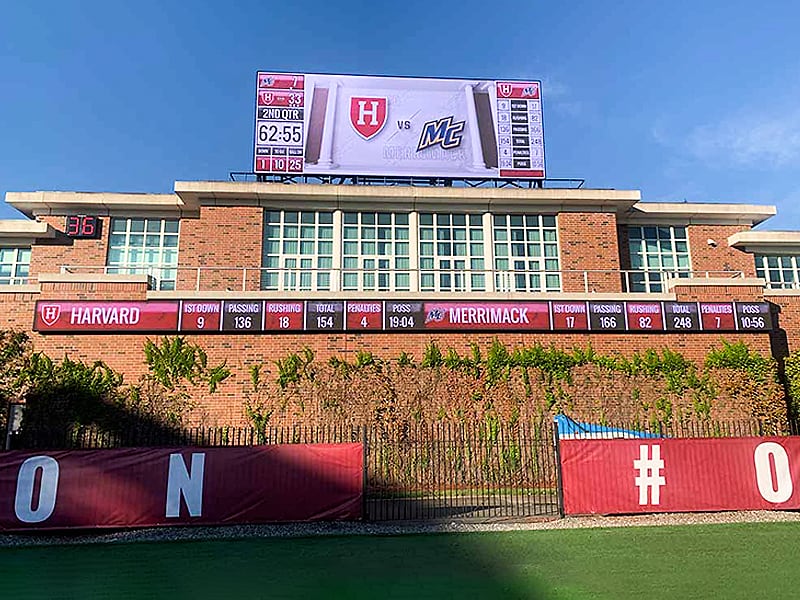 Harvard Stadium with new Daktronics display