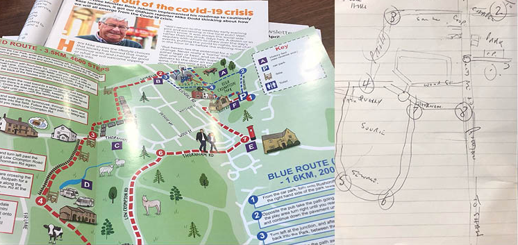 A photo of illustrated walking maps around Oldham