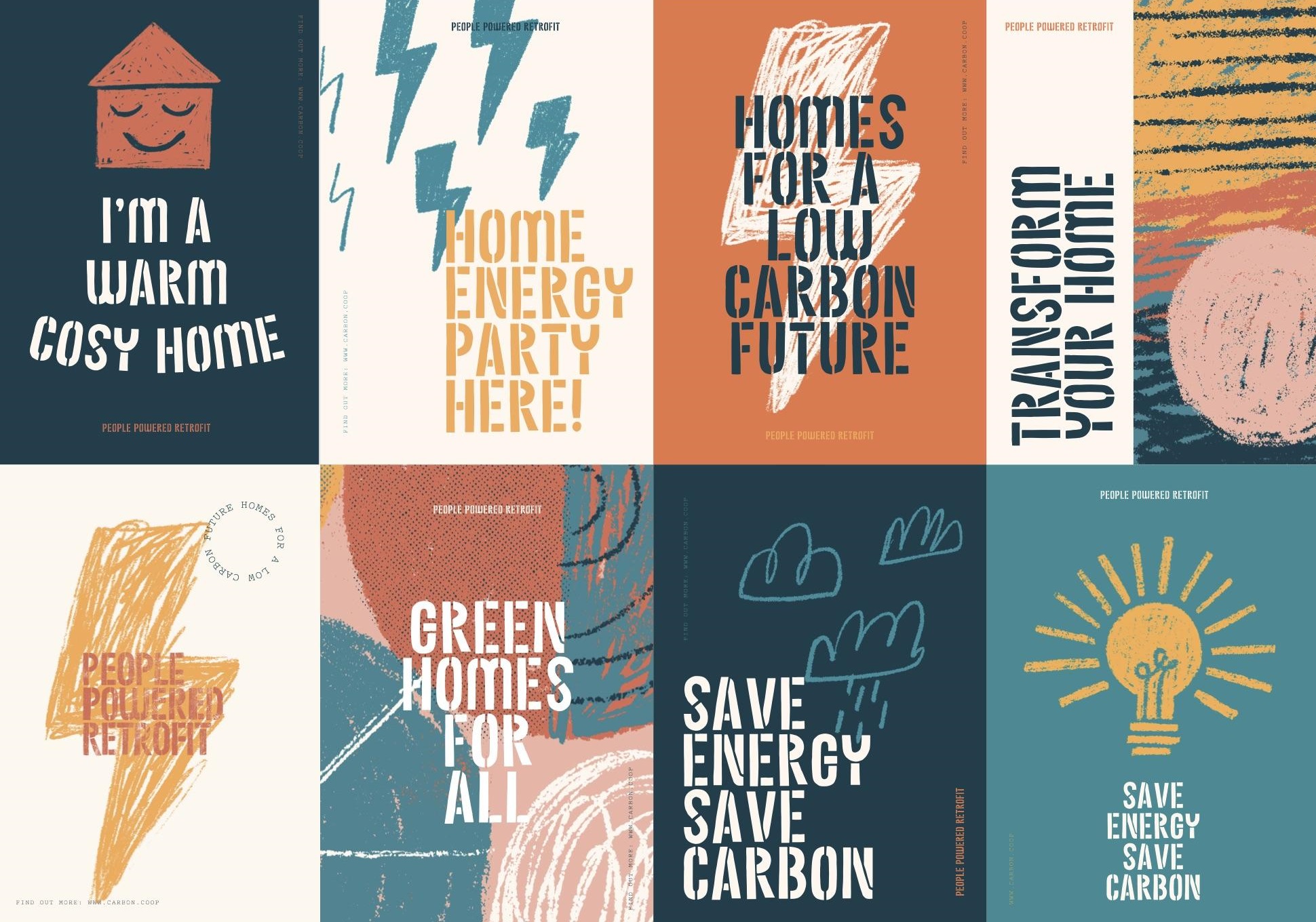 A series of People Powered Retrofit posters
