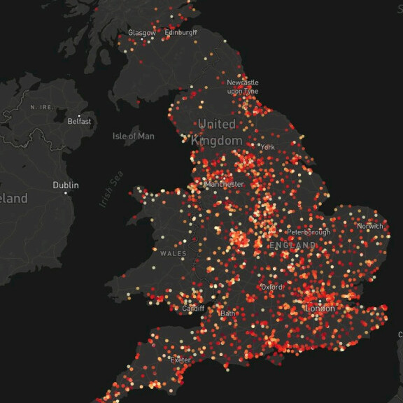 Map of distributed flexibility on the UK grid network