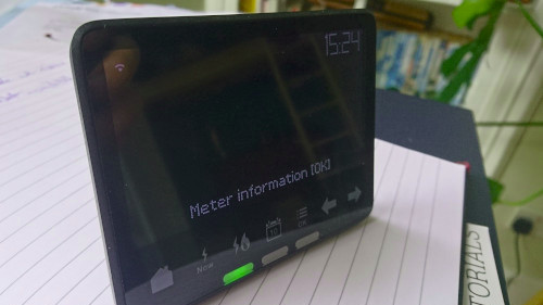 A photo of an in-home-display for a smart meter