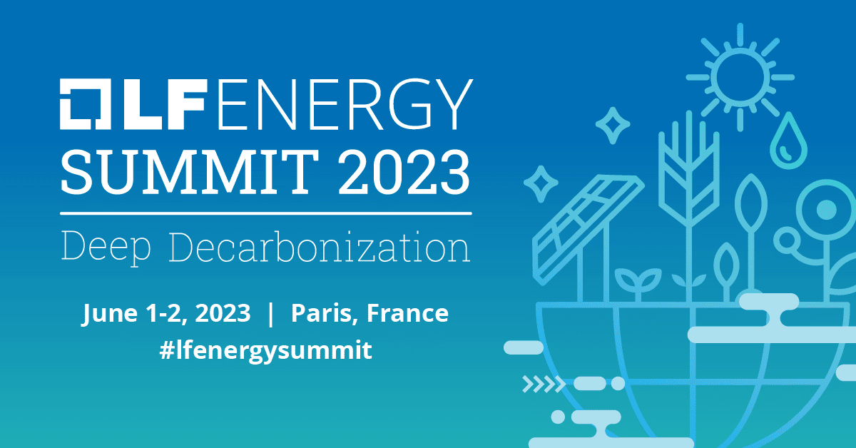 A promotional image for the LFEnergy Deep Decarbonisation Summit showing half a glob with stylistic renewable energy sources