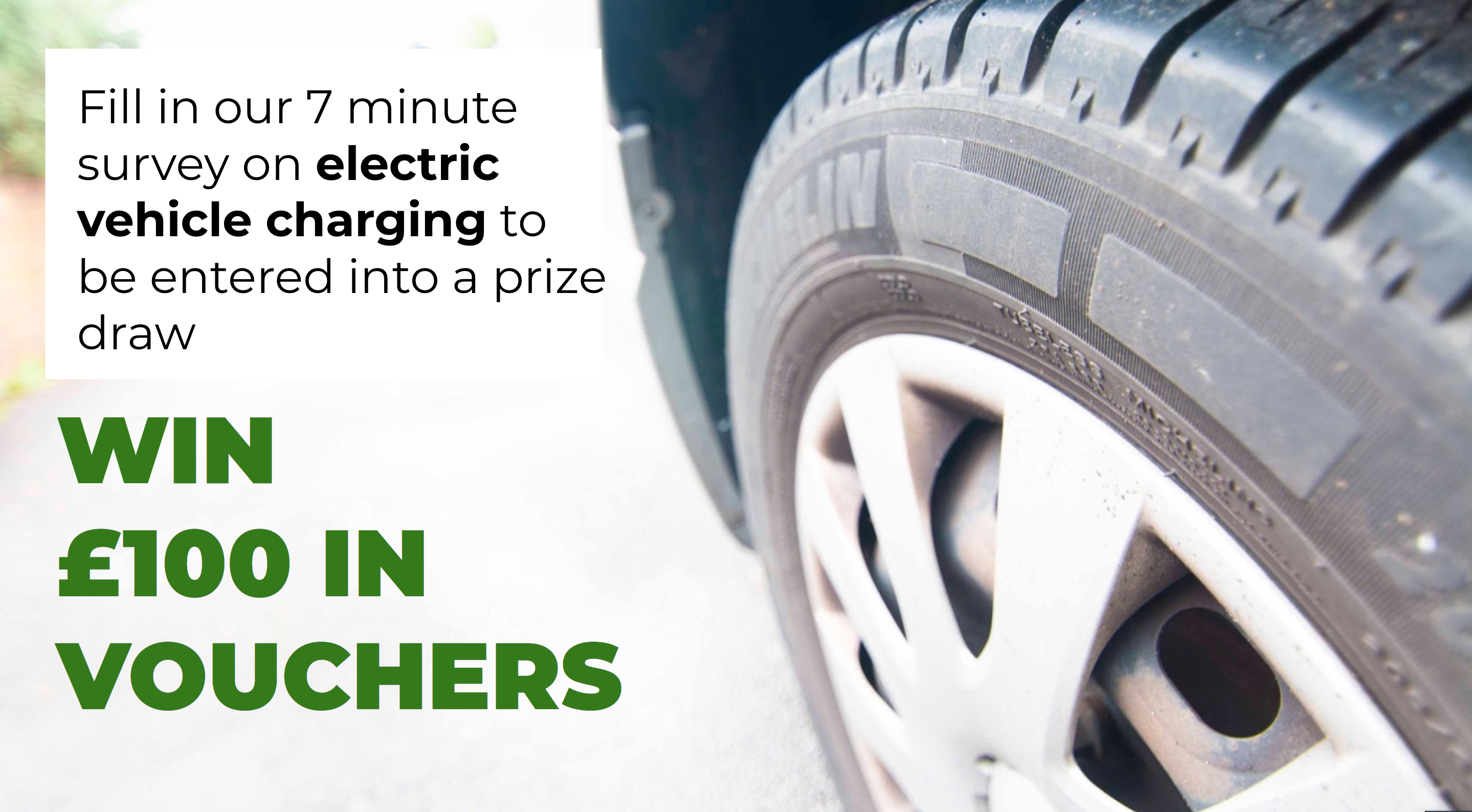 Graphic promoting electric vehicle survey. 