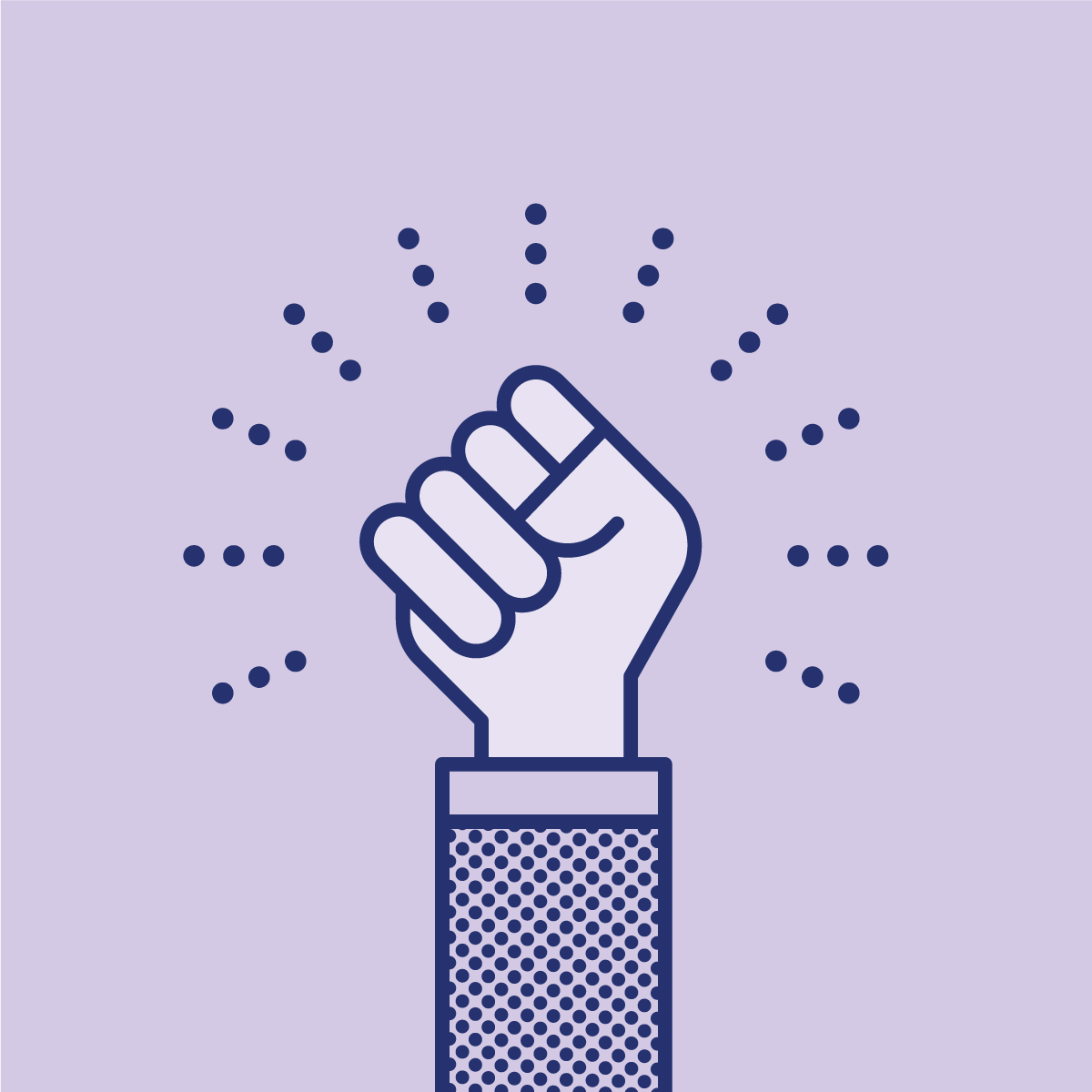 graphic of raised fist in Oldham Energy Futures style