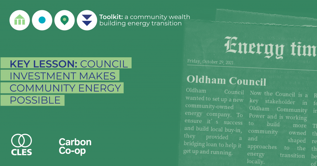 Key lesson: council investment makes community energy possible