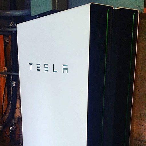Photo of a Tesla powerwall battery system