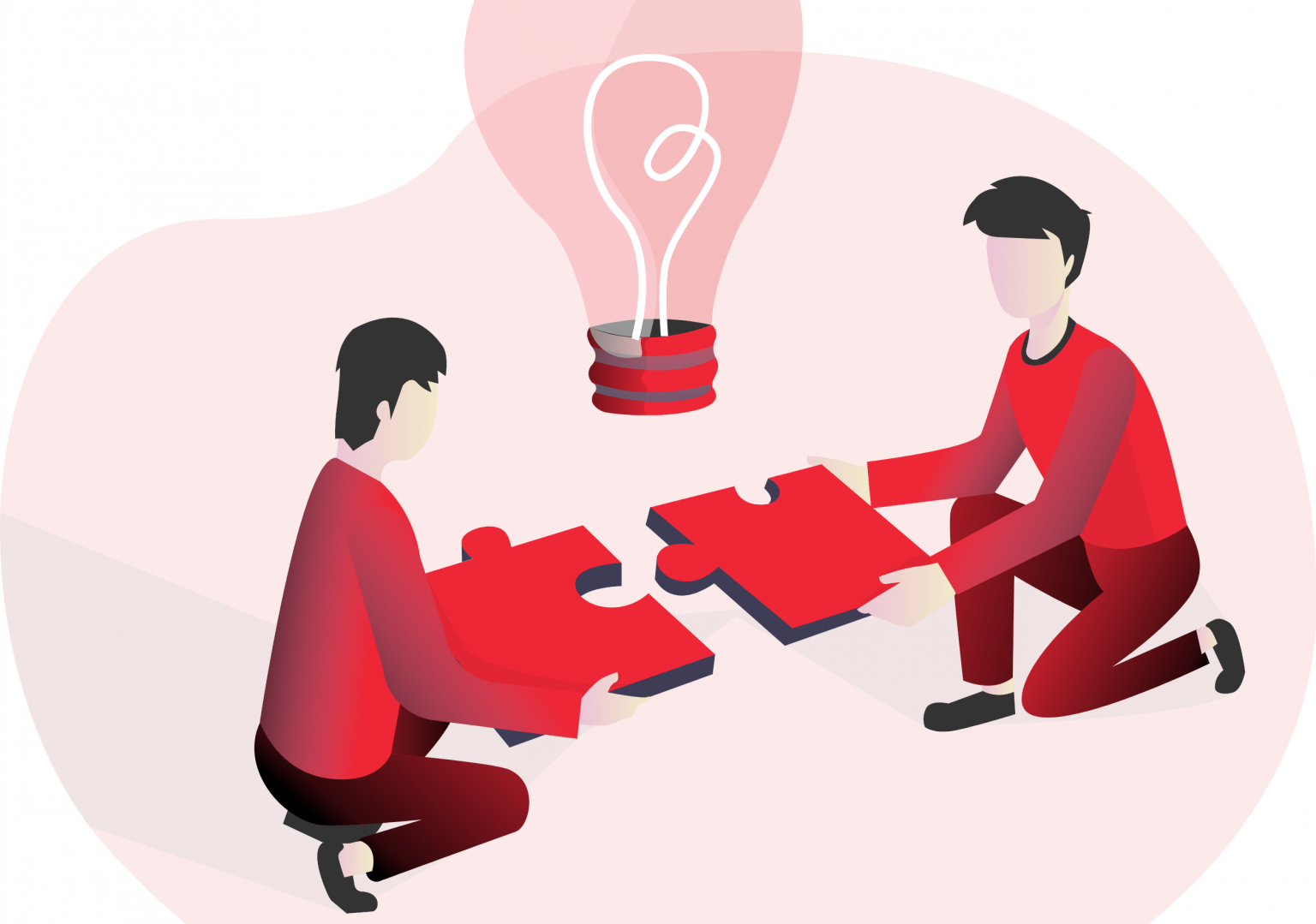 Illustration of two people putting a puzzle together