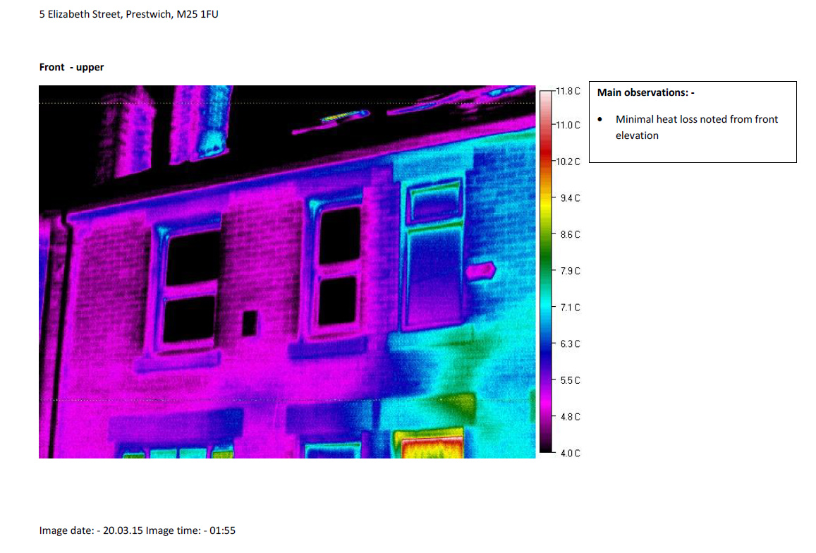 Photo of the front of a house in infrared