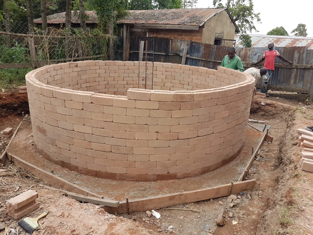 rainwater catchment curved brick tank walls