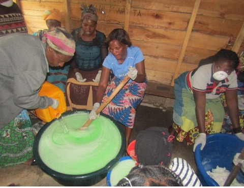 green soap mixing