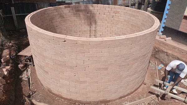 curve-brick rainwater catchment tank