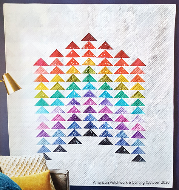 Patty Dudek  Patty (@elmstreetquilts on Instagram) is an EQ user, and you can see her striking quilt, Flying Colors, in the pages of the October 2020 issue of APQ magazine! Don’t you love all the colorful geese, especially with the white background?! Find the Patty's pattern in the magazine!