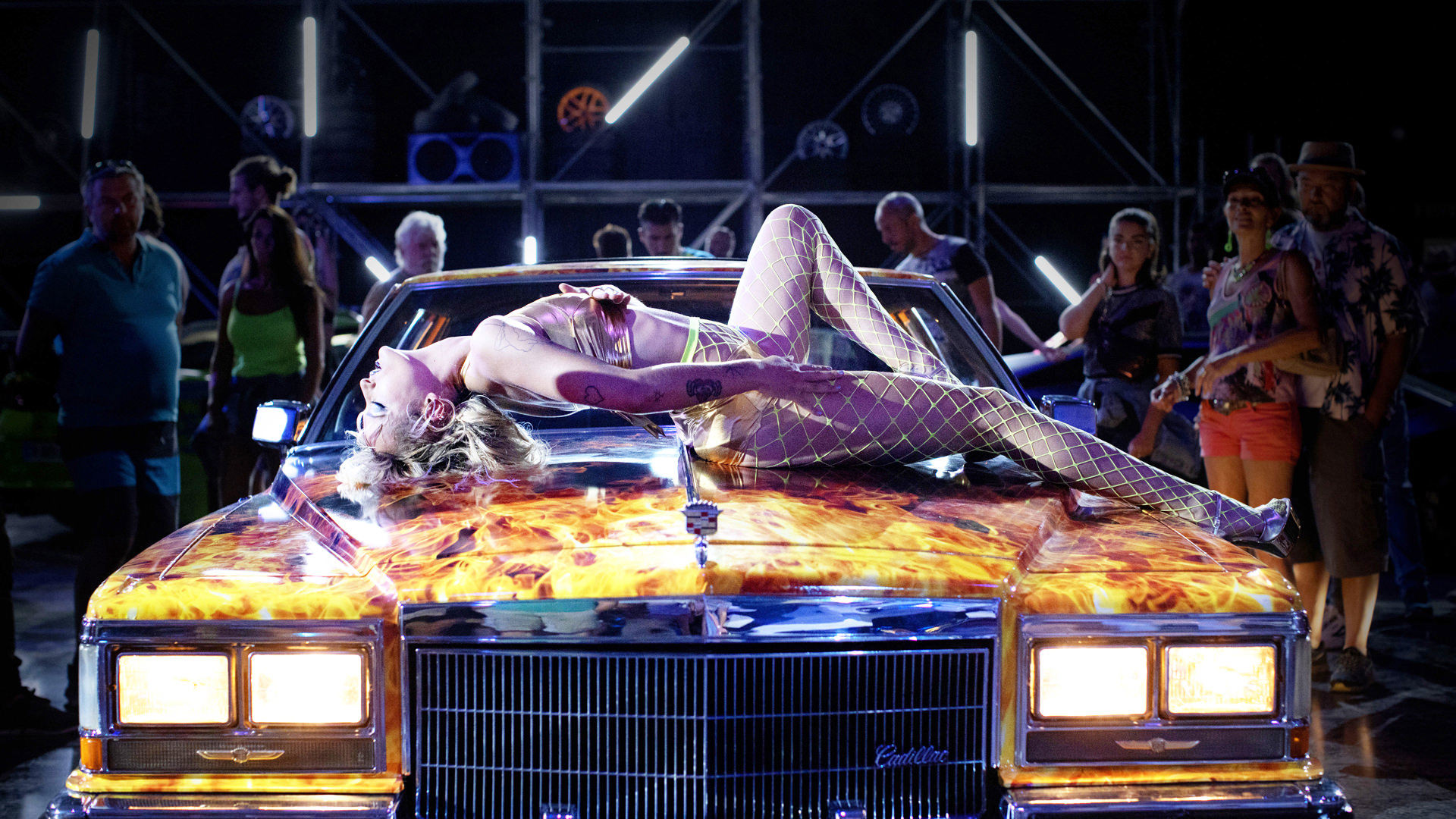 woman on car bonnet