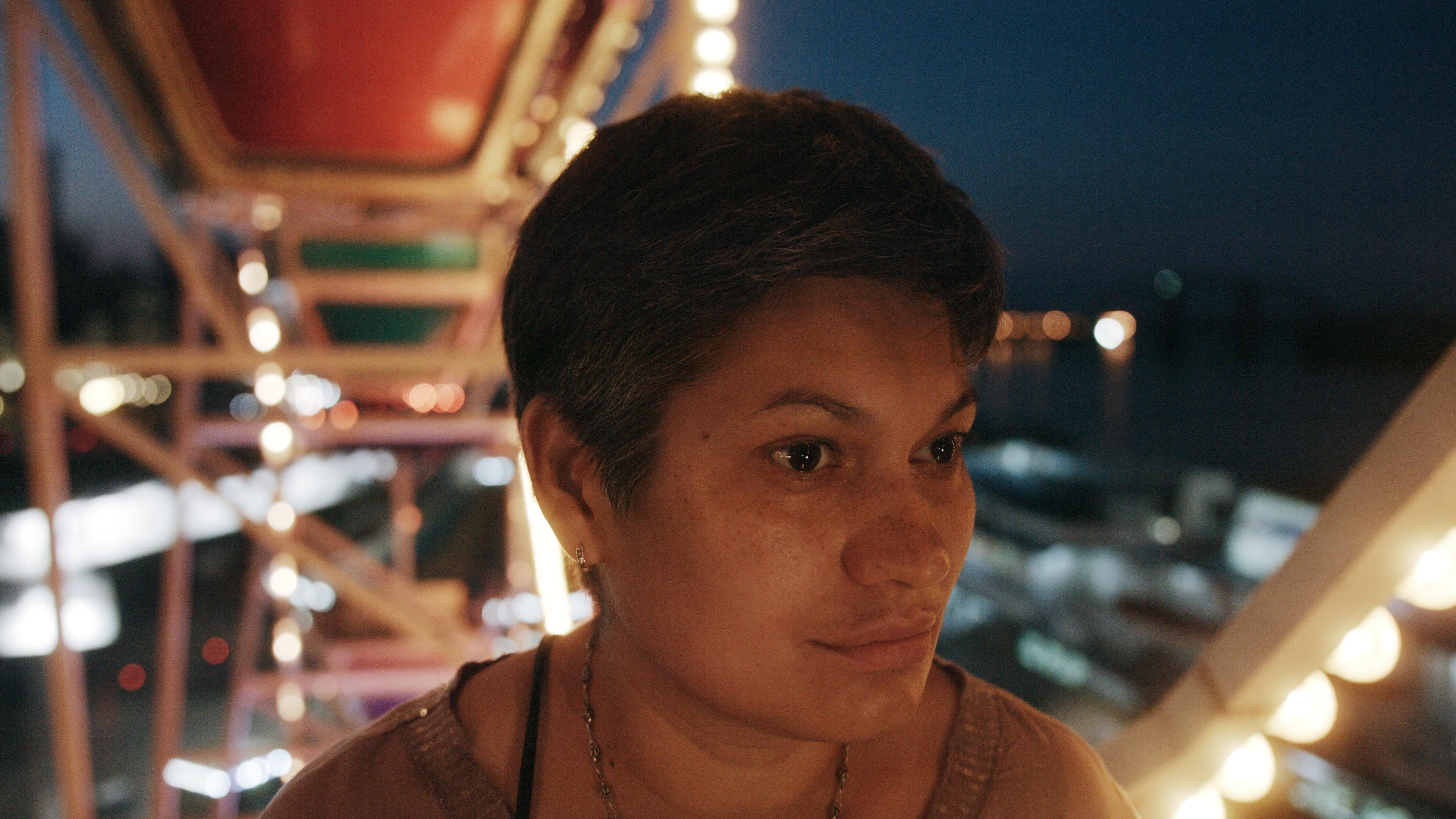 woman on a ferris wheel