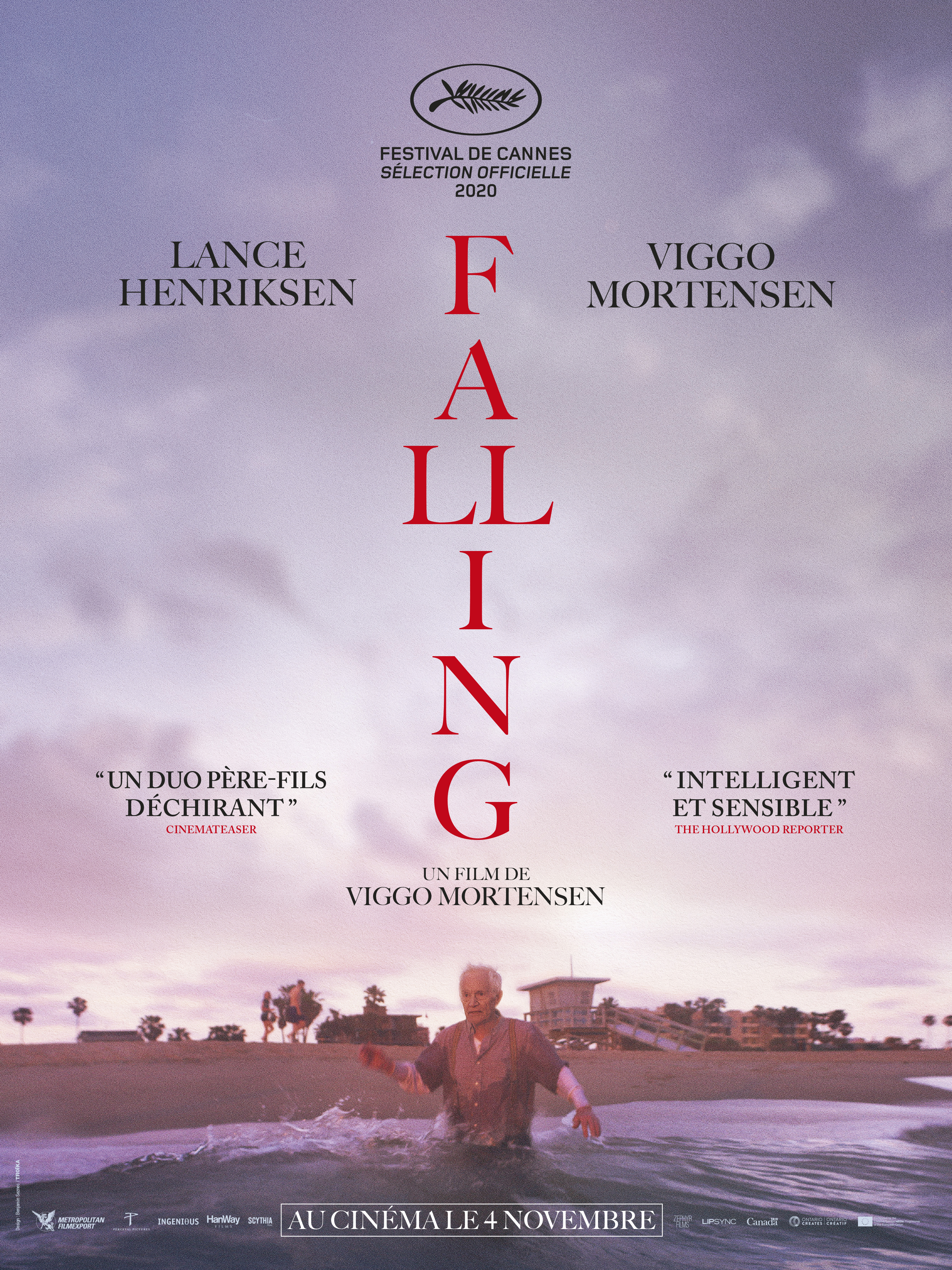 poster for falling with an old man waist deep in the sea in a shirt and trousers