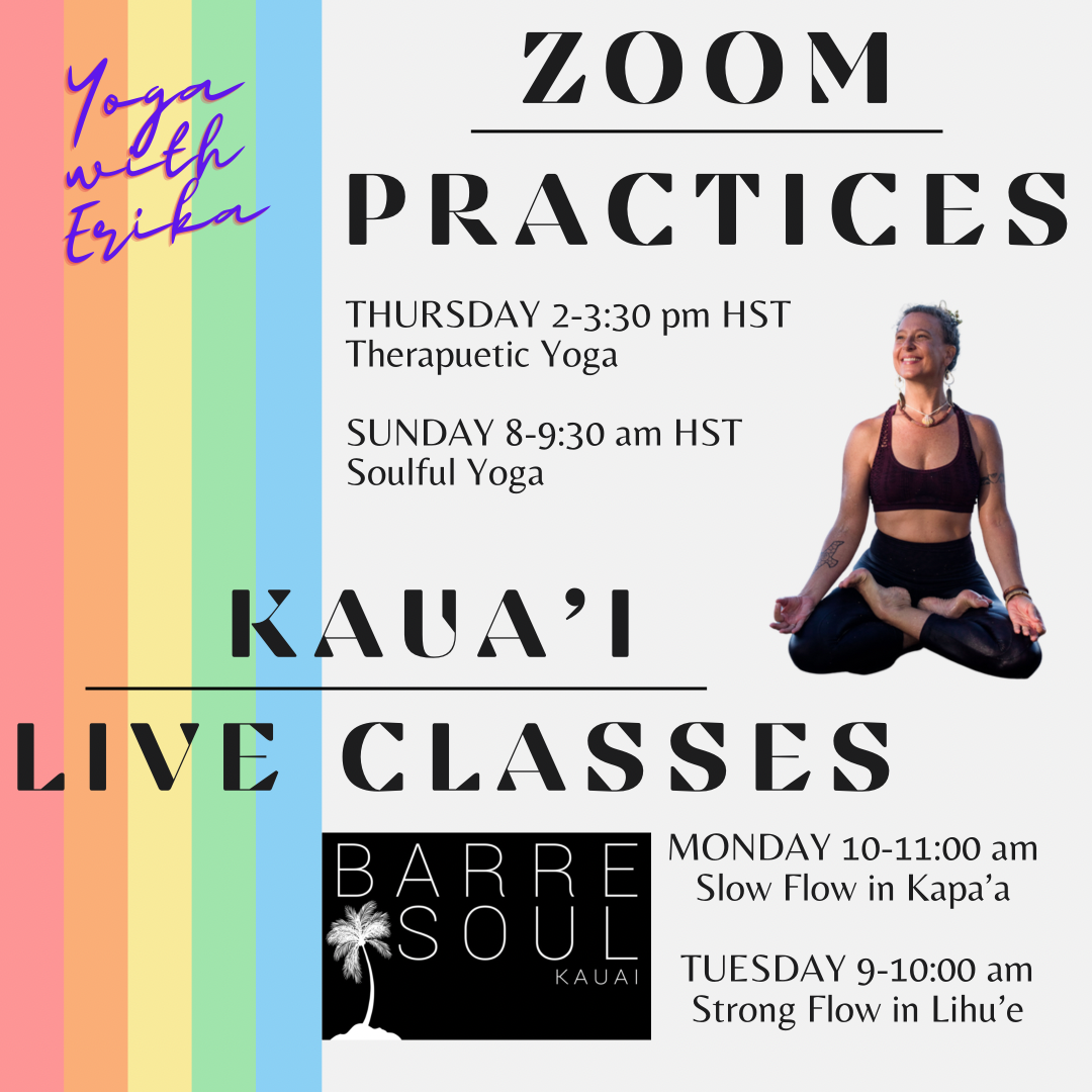 When in Kauai, Register for Erika's Class in advance to be sure you have a spot!