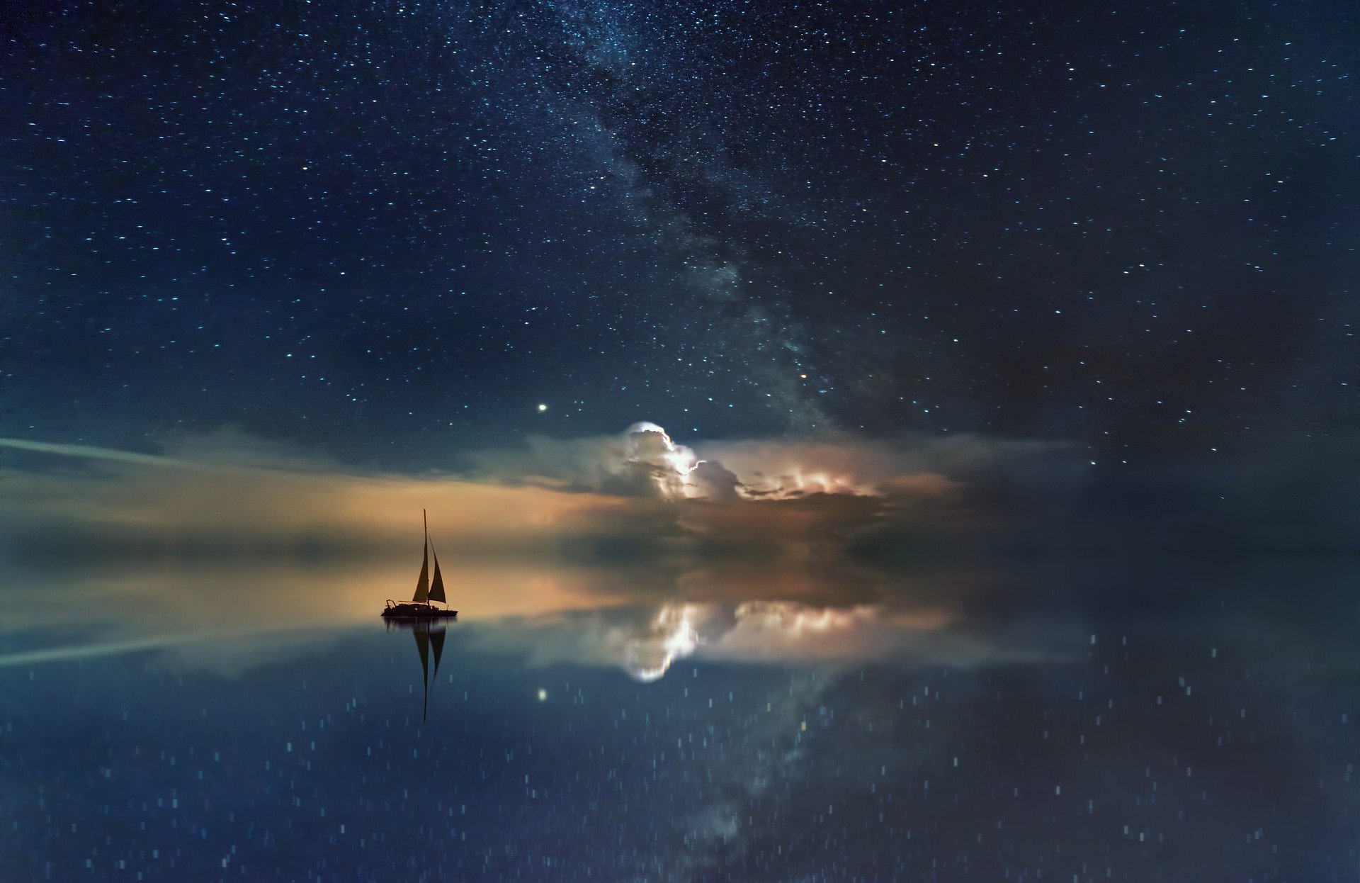 sailboat on a starry night