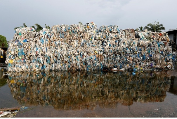 A massive pile of mixed waste illegally imported into Malaysia