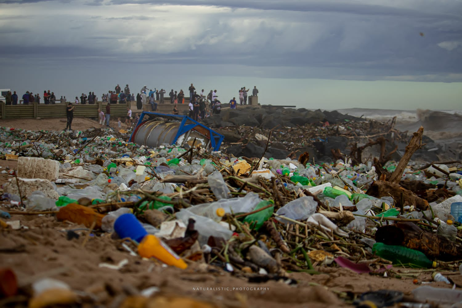 Rubble from the beach in Durban, South Africa, after recent heavy rains and floods across KZN province. (Photo Credit: Komeshan Naidoo.)