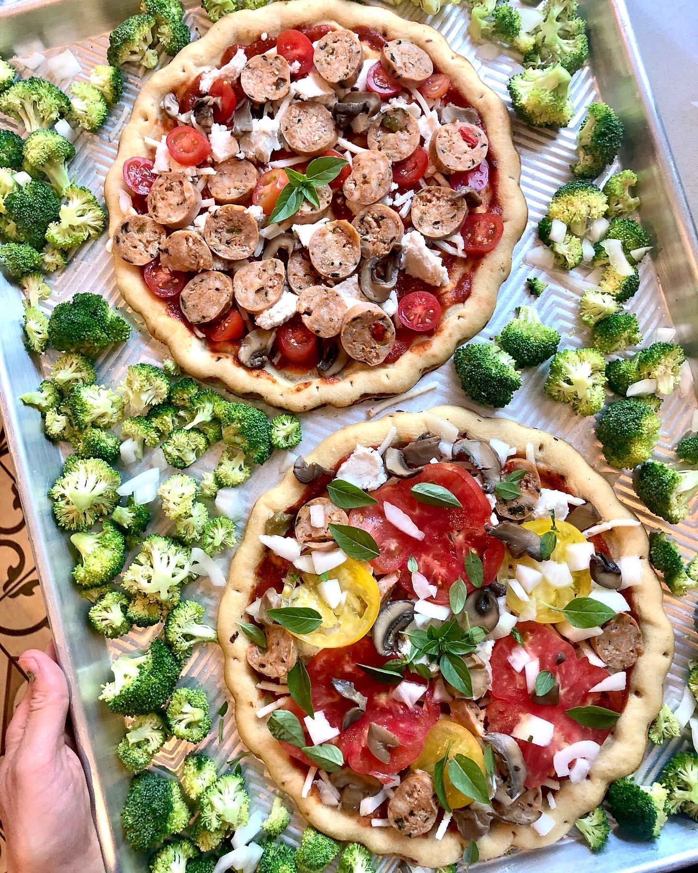 One Pan Pizza and Broccoli