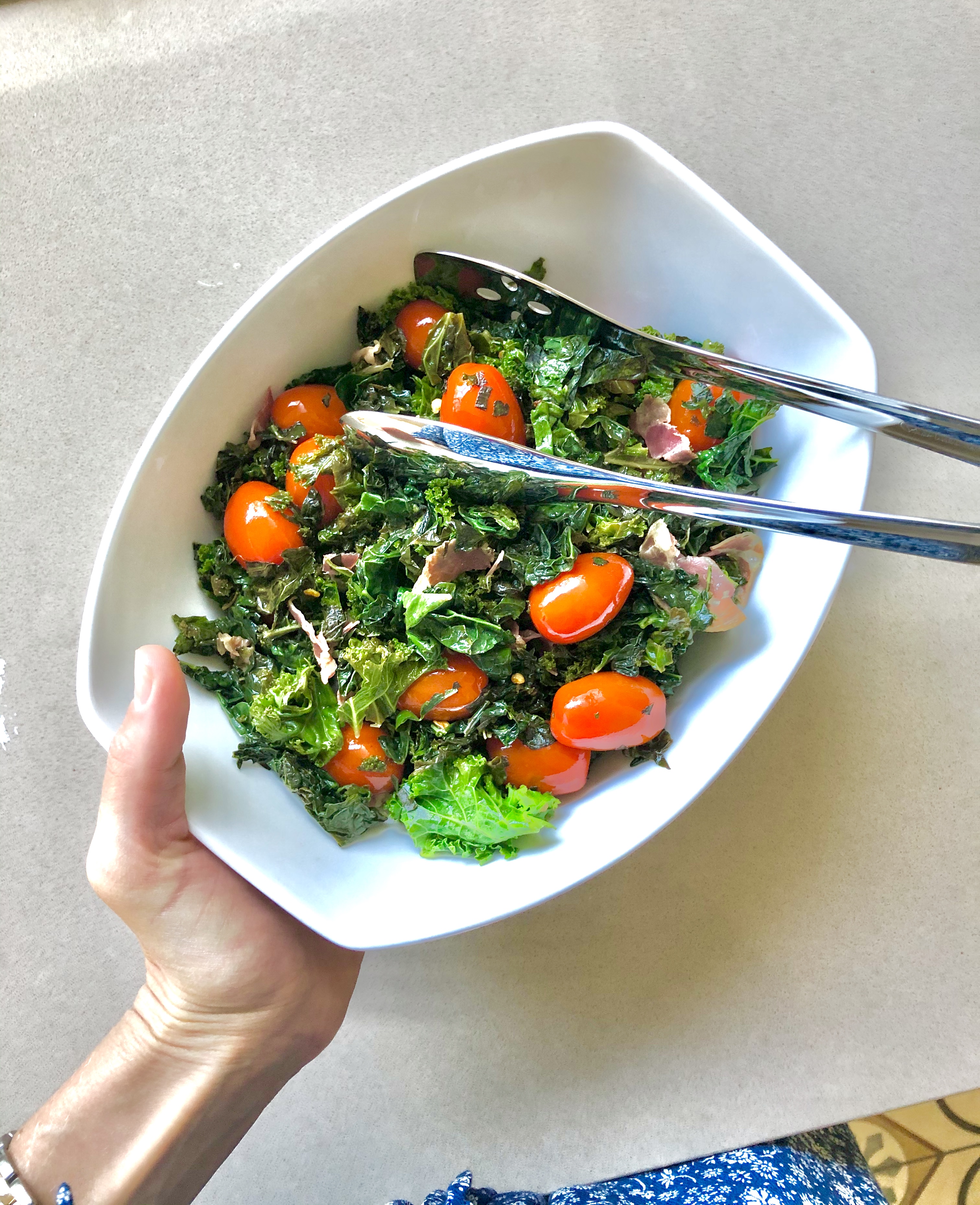 Sauteed kale with prosciutto 