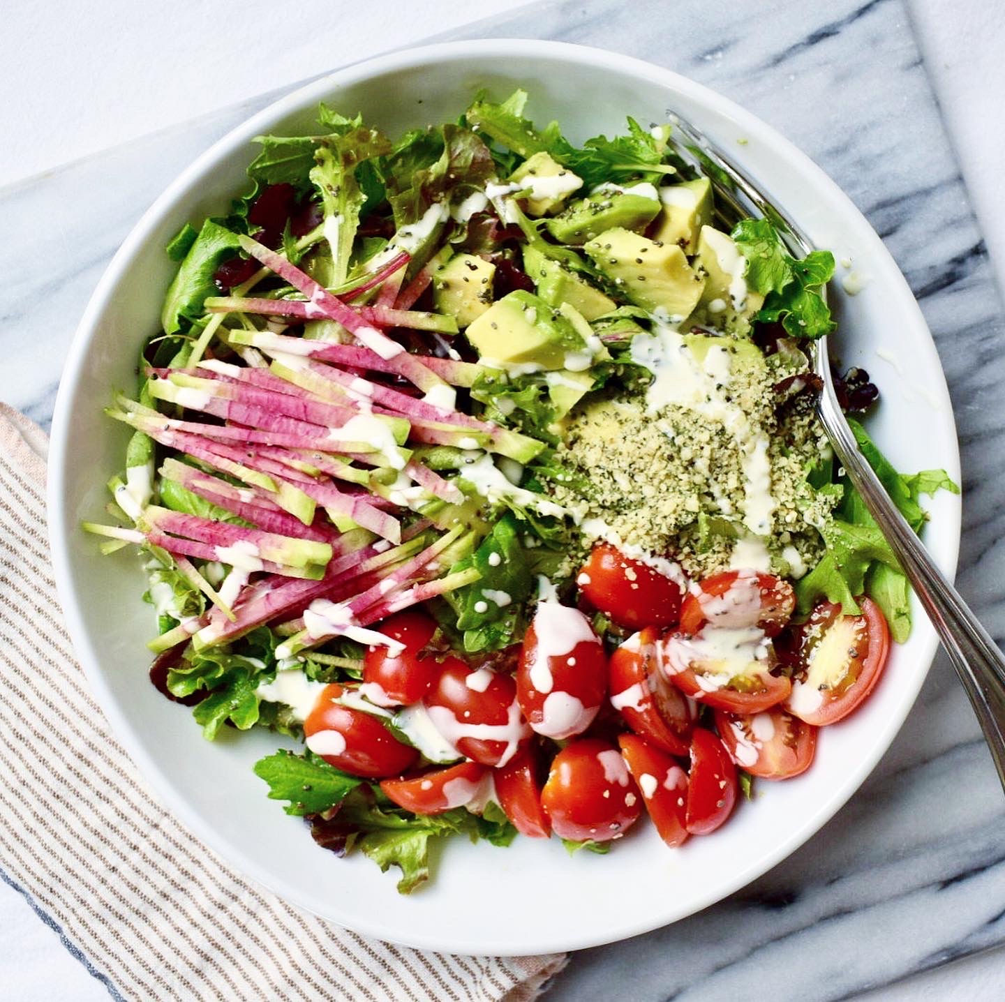 Salad with watermelon radish 